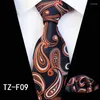 Bow Ties RBOCO14 Color Paisley Classic Men's Tie Set Neck and Pocket Square 8cm näsduk för män bröllopsfest