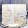 50pcs/Set Glitter Wedding Wedding Esthetic Invitation Karta Kwiat Laser Cut Pusty Zestaw Zaręczyńca Zaręcze