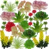 Dekoratif Çiçekler 24 PCCS Plastik Flocked Yapay Renkli Terrarium Dekorasyon Mini Çiçek Duvar Ofis Deniz yosunu etli bitkiler Bozmamış