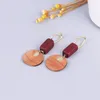 Dangle Earrings Wood For Women Vintage 2023 Access Geometric Korean Fashion Star Selling Products Statement