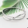 Bangle smycken Super Flash Zircon Curved Armband Women Titanium Steel Top Quality Love Armelete för gåvor