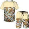 Parcours féminins Fashion Summer Casual Piece Set Femmes Baroque Style Print Top / Shorts / T-shirt en vrac Contat Couple de luxe Vêtements