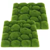 Decorative Flowers 2pcs Artificial Moss Mat Wall Panel Fake Green Faux Decoration For Home