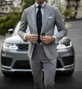 Handsome Grey Mens Wedding Tuxedos One Button Peaked Lapel Groom Wear Business Party Prom Best Men Blazer Suit Jacket Pants