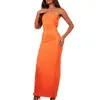 Casual Dresses Canis Women s Sexy Off Shoulder Strapless Tube Tube Bodycon Backless Going Out Party Club Dress D Orange Small