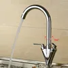Kitchen Faucets & Cold Water Faucet Chrome Brass Sink Tap Dual Handle 360 Rotation Deck Mounted Flexible Mixer Taps