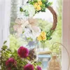 Kwiaty dekoracyjne wieńce świąteczne na cmentarz kominkowy 40x40cm wiklinowy wystrój domu kwiat Drzwi lub okno
