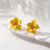 Studörhängen Metal Vintage Artificial Flower Women Korean Multicolor Simulation Flowers Plant Pierced Earring Wedding Jewelry