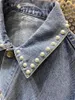 Kvinnors jackor 11.11 Autumn Winter Fashion Heavy Industry Brodery Pearl Decoration kort denimjacka