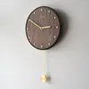 Väggklockor nordisk tyst klocka modern vardagsrum pendel lyxiga trä händer stilfull reloj de pared dekor wk50wc