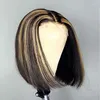 Short Bob Highlight Honey Blonde Lace Front Human Hair Wigs Virgin Glueless 360 Frontal Wig Pre Plucked With Baby