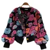 Vestes pour femmes Hiver Patchwork Fleurs Polaire Veste Femmes À Manches Longues Manteau Simple Poitrine Y2k Tops Mode Élégant Streetwear Bomber