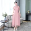 Vêtements ethniques Printemps Dentelle Soie Amélioré Moderne Long Aodai Rouge Cheongsam Style Chinois Robe De Mariée Festive Femmes Gracieux Plus La Taille Qipao