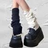 Femmes Chaussettes Y2K Button Design Harajuku Girl Knitting Warmer Ladies Foot Winter Ankle
