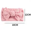 Hair Accessories Wholesale 12pcs Crochet Knit Baby Girl Headband 3M-5T Ribbed Woolen Yarn Bowknot Bands Autumn Winter Headwrap