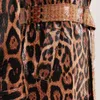 Spring and Autumn 2023 Snake Skin Leopard Pattern Windbreaker Goddess Long Sleeve faux Leather jacket women jackets Top Coat Women's Dress