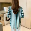 Women's Blouses White Black Striped Blusas Female Spring Autumn Chiffon Blouse Long Sleeve Loose Women Shirts Pocket Tops Woman Clothes