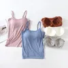 Yoga Outfit Ladies' Modal Sexy Sling Tank Top With Chest Pad One-Piece Wirefree Casual Camisole Built In Bra