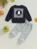 Zestawy odzieży Urocze Halloween Toddler Boys Outfit Pumpkin Ghost Print Crew Szyjka i długie spodnie na jesienne sezon