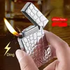 Métal Oblique Fort Briquet Cigarette Pipe Briquet Creative Gaz Butane Briquet Gonflé Ouvert Feu Roue Carré Briquet Gadgets