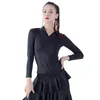 Stage Wear Adult Women Sexy Modern Dance Costumes Female Latin Dancing Top Autumn Floral Long Sleeves Competition Practice Clothes