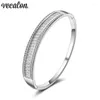 Bangle Vecalon Romantic Princess Cut 5A Cubic Zirconia Baguette Armband Wedding White Gold Filled Womens Accessaries Jewelry Raym22