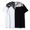 20ss Marca de moda Mb Wings Yin Yang Contraste de color Serpiente Camiseta de manga corta Verano Medio suelto Menfztw