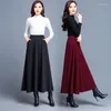 Jupes décontracté femmes printemps automne vêtements taille élastique balançoire ample jupe trapèze noir vin rouge danse tout match 2023