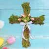 装飾花イースターリースドアクロスフラワーウォールアート装飾ホームルーム教会の装飾クリスチャンのための十字架