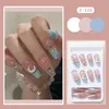 Kit per nail art 24 pezzi Dark Girls Ins Style Unghie finte Black Sliver Moon Star Blush Ballet Press On Full Cover Per Quotidiano