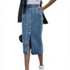 Spódnice Europa i Ameryka pojedyncza piersi dżinsowa spódnica dżinsowa damskie streetwear swobodny kieszonkowy kieszonkowy proste dżinsy