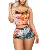 Women's Sleepwear Sets Women Velvet Tie Dye Sexy Spaghetti Strap Tops Shorts Ladies Summer Casual Nightwear Pajama Set Homwear