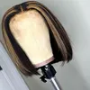 Short Bob Highlight Honey Blonde Lace Front Human Hair Wigs Virgin Glueless 360 Frontal Wig Pre Plucked With Baby