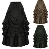 Kjolar kvinnors viktorianska gotiska steampunk kjol med hög låg rörelse rufsad veckad vintage renässans kostymdansfest