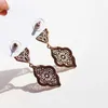 Dangle Earrings Renya Vintage Rhombus Shape Cutout Hollow Inspired Filigree Metal Drop Earring Rose Gold Color For Women Girls