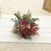 Decorative Flowers Autumn Berry Dandelion Ball Artificial Silk Wedding Bride Holding Bouquet Bundle Party Table DIY Decoration Fake