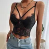 Serbatoi da donna Pizzo floreale francese Cami Crop Tank Donna Punk Goth Bustier Corsetto Party Bralet Top Y2k Slim Short Elegant