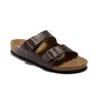 Bir Designer Boston Klompen Sandalen Slippers Kurk Platte Mode Zomer Lederen Glijbaan Favoriete Strand Casual Schoenen Vrouwen Mannen Arizona Sandalen Maat 35-45