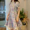 Abiti casual Abito estivo tradizionale cinese Cheongsam Donna Ragazze Retro Qipao aderente corto scozzese Moda vintage Mini