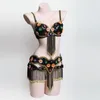 Scene Wear Professional Belly Dance Bra Belt Set Women Costume Dancing Clothes Sexig Dancer Outfit Performance