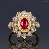 Cluster Rings Vintage Luxury Designer Artificial Ruby For Women Italian Aesthetic Jewelry Wedding Engagement Ring Valentine Day Gifts