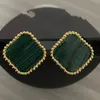 Cleef AA Arpels Designer Van Clover Orecchino a bottone di lusso Classici a quattro foglie Orecchini con ciondoli Gioielli da donna con fiori Womam Earing 56