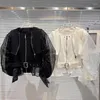 Giacche da donna Prospettiva estiva Giubbotto bomber a maniche lunghe Cappotto vintage primaverile per donna Pelle PU Cintura a bolle con cerniera Corta femminile