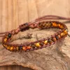 Charm Bracelets Natural Stones Woven Wrap Beaded Bracelet Unique Tiger Eye Friendship Adjustable Bangle Charms Bohemia Handmade Reiki