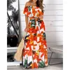 Ethnic Clothing African Dresses For Women Summer Dashiki Ruffled Collar Print Elegant Party Long Dress Robe Traditional