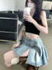 Spódnice y2k jeansowo plisowana mini swobodna kobieta moda koreańska spódnica w stylu wysokiej talii