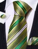 Bow Ties Fashion Teal Green Stripe Mens Classic Silk Woven Luxury Ncektie Pocket Square Cufflinks Set Wedding Party Designer FA-6300
