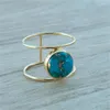 Anneaux de mariage simples rétro ronds turquoise pour femmes