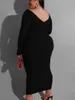 Sukienki w rozmiarze Plus Solid okrągła szyja bodycon sukienka damska elegancka elegancka maxi