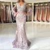 Elegante abito da sposa in pizzo a sirena per la madre della sposa, scollo a V, maniche lunghe, abito da cerimonia, lunghezza del pavimento, abiti da sera con applicazioni